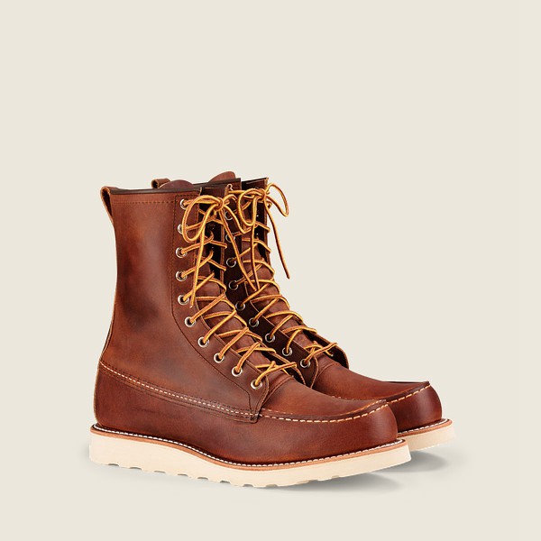 Red Wing Mens Classic Moc - 8-inchr Rough & Tough Leather - Heritage Boots Brown - 8392VNEBA